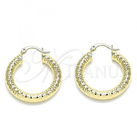 Oro Laminado Medium Hoop, Gold Filled Style Diamond Cutting Finish, Golden Finish, 02.213.0224.30