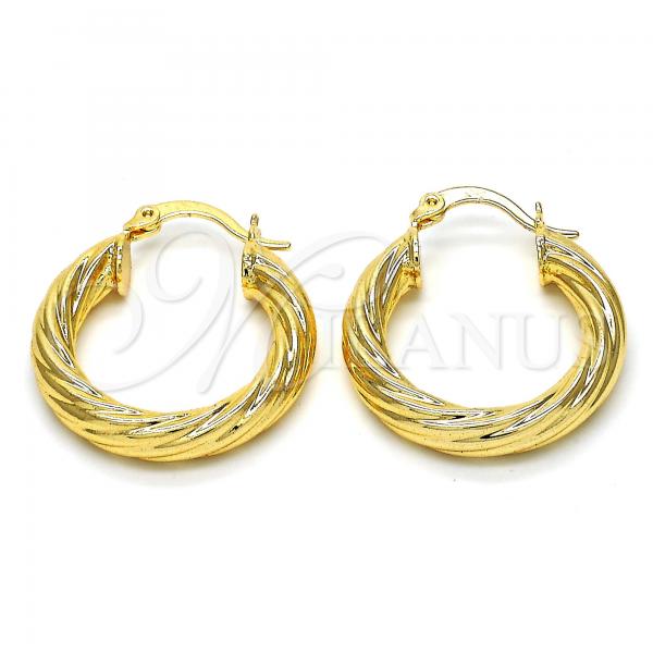 Oro Laminado Small Hoop, Gold Filled Style Diamond Cutting Finish, Golden Finish, 02.100.0043.25