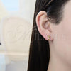 Oro Laminado Stud Earring, Gold Filled Style with White Micro Pave, Polished, Golden Finish, 02.156.0323