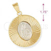 Oro Laminado Religious Pendant, Gold Filled Style Altagracia Design, Diamond Cutting Finish, Two Tone, 5.193.012