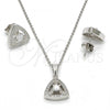 Sterling Silver Earring and Pendant Adult Set, with White Cubic Zirconia and White Micro Pave, Polished, Rhodium Finish, 10.174.0221