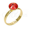 Oro Laminado Multi Stone Ring, Gold Filled Style with Padparadscha Swarovski Crystals, Polished, Golden Finish, 01.239.0009.6 (One size fits all)
