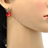 Rhodium Plated Leverback Earring, with Padparadscha Swarovski Crystals, Polished, Rhodium Finish, 02.239.0005.4