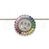 Rhodium Plated Pendant Necklace, Initials Design, with Multicolor Cubic Zirconia, Polished, Rhodium Finish, 04.210.0020.3.20