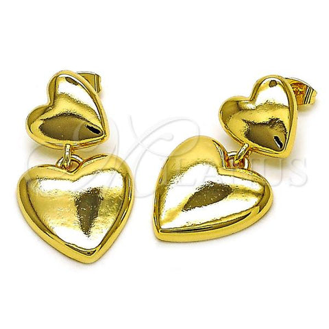 Oro Laminado Stud Earring, Gold Filled Style Heart Design, Polished, Golden Finish, 02.282.0023