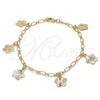 Oro Laminado Charm Bracelet, Gold Filled Style Flower Design, Polished, Golden Finish, 04.63.1370.08