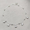 Sterling Silver Fancy Anklet, Elephant and Ball Design, Polished, Silver Finish, 03.409.0063.10