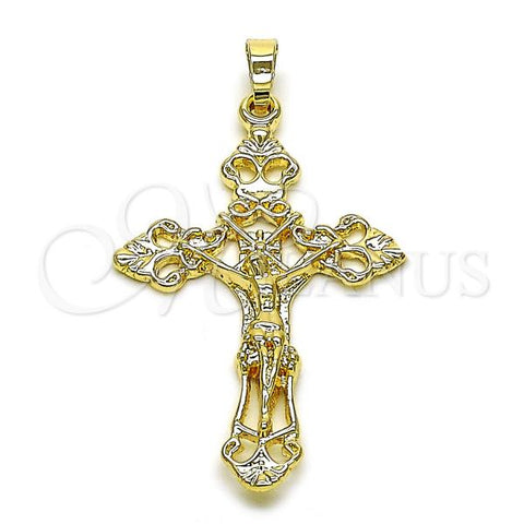 Oro Laminado Religious Pendant, Gold Filled Style Bee Design, Diamond Cutting Finish, Golden Finish, 5.188.003