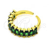 Oro Laminado Multi Stone Ring, Gold Filled Style Baguette Design, with Green Cubic Zirconia, Polished, Golden Finish, 01.102.0009