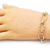 Oro Laminado Fancy Bracelet, Gold Filled Style Rolo Design, Polished, Golden Finish, 03.429.0019.08