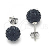 Sterling Silver Stud Earring, with Black Crystal, Polished, Rhodium Finish, 02.332.0042.3