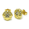 Oro Laminado Stud Earring, Gold Filled Style with White Cubic Zirconia, Polished, Golden Finish, 02.411.0007