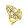 Oro Laminado Elegant Ring, Gold Filled Style Filigree Design, Polished, Golden Finish, 01.233.0034.07