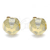 Oro Laminado Stud Earring, Gold Filled Style Diamond Cutting Finish, Golden Finish, 02.100.0120.1