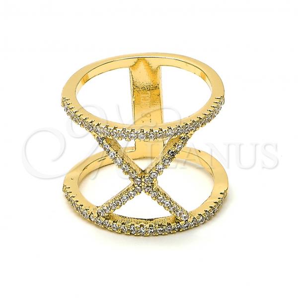 Oro Laminado Multi Stone Ring, Gold Filled Style with White Cubic Zirconia, Polished, Golden Finish, 01.166.0031.09 (Size 9)