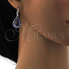 Rhodium Plated Dangle Earring, Teardrop Design, with Provence Lavander Swarovski Crystals, Polished, Rhodium Finish, 02.239.0016.7