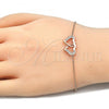 Sterling Silver Fancy Bracelet, Heart Design, with White Micro Pave, Polished, Rose Gold Finish, 03.336.0025.1.07