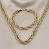 Oro Laminado Necklace and Bracelet, Gold Filled Style Chunky Design, Polished, Golden Finish, 06.331.0005