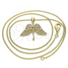 Oro Laminado Pendant Necklace, Gold Filled Style Angel Design, with White Micro Pave, Polished, Golden Finish, 04.342.0016.20