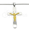 Stainless Steel Pendant Necklace, Crucifix Design, Polished, Two Tone, 04.116.0001.30