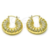 Oro Laminado Medium Hoop, Gold Filled Style Chunky Design, Diamond Cutting Finish, Golden Finish, 02.163.0286.30