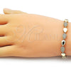 Oro Laminado Tennis Bracelet, Gold Filled Style Teardrop Design, with White Cubic Zirconia, Polished, Golden Finish, 03.213.0327.08