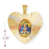 Oro Laminado Religious Pendant, Gold Filled Style Altagracia Design, Diamond Cutting Finish, Tricolor, 5.194.014