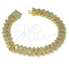 Oro Laminado Fancy Bracelet, Gold Filled Style with White Micro Pave, Polished, Golden Finish, 03.362.0027.08