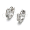 Sterling Silver Huggie Hoop, with White Micro Pave, Polished, Rhodium Finish, 02.175.0030.12