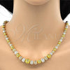Oro Laminado Necklace, Bracelet and Earring, Gold Filled Style Diamond Cutting Finish, Tricolor, 06.170.0006