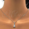 Sterling Silver Earring and Pendant Adult Set, with White Cubic Zirconia, Polished, Rhodium Finish, 10.281.0003