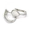 Sterling Silver Huggie Hoop, Teardrop Design, with White Cubic Zirconia and Ivory Mother of Pearl, Polished,, 02.186.0056.15