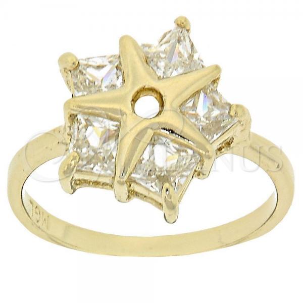 Oro Laminado Multi Stone Ring, Gold Filled Style Star Design, with White Cubic Zirconia, Polished, Golden Finish, 5.167.011.06 (Size 6)