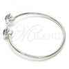 Rhodium Plated Individual Bangle, with Aquamarine Swarovski Crystals, Polished, Rhodium Finish, 07.239.0007.6 (03 MM Thickness, One size fits all)