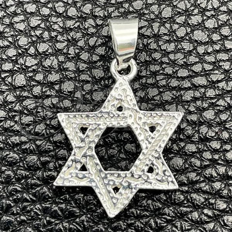 Sterling Silver Fancy Pendant, Star of David Design, Polished, Silver Finish, 05.392.0064