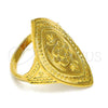 Oro Laminado Elegant Ring, Gold Filled Style Flower and Leaf Design, Diamond Cutting Finish, Golden Finish, 01.118.0033.09 (Size 9)