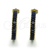 Oro Laminado Stud Earring, Gold Filled Style with Sapphire Blue Cubic Zirconia, Polished, Golden Finish, 02.64.0642.5