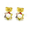 Oro Laminado Stud Earring, Gold Filled Style with Multicolor Cubic Zirconia, Polished, Golden Finish, 02.210.0747.5