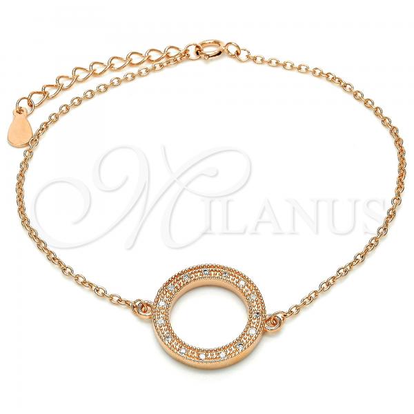 Sterling Silver Fancy Bracelet, with White Micro Pave, Polished, Rose Gold Finish, 03.336.0024.1.07