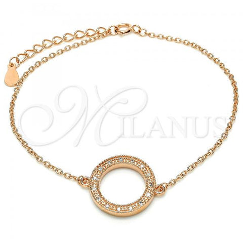 Sterling Silver Fancy Bracelet, with White Micro Pave, Polished, Rose Gold Finish, 03.336.0024.1.07