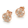 Sterling Silver Stud Earring, with White Micro Pave, Polished, Rose Gold Finish, 02.174.0080.1