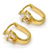 Oro Laminado Huggie Hoop, Gold Filled Style with White Cubic Zirconia, Polished, Golden Finish, 02.196.0064.15