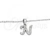 Stainless Steel Pendant Necklace, Initials and Rolo Design, with White Crystal, Polished, Steel Finish, 04.238.0012.1.18