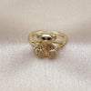 Oro Laminado Multi Stone Ring, Gold Filled Style Teddy Bear Design, with White Cubic Zirconia, Polished, Golden Finish, 01.310.0043