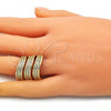 Oro Laminado Multi Stone Ring, Gold Filled Style with White Micro Pave, Polished, Golden Finish, 01.346.0016.09