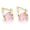 Oro Laminado Small Hoop, Gold Filled Style Spiral Design, with Rhodolite Crystal, Polished, Golden Finish, 5.120.019