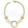 Oro Laminado Fancy Bracelet, Gold Filled Style Ball Design, Polished, Golden Finish, 5.005.002