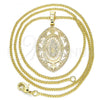 Oro Laminado Pendant Necklace, Gold Filled Style Guadalupe Design, Polished, Golden Finish, 04.106.0045.1.20