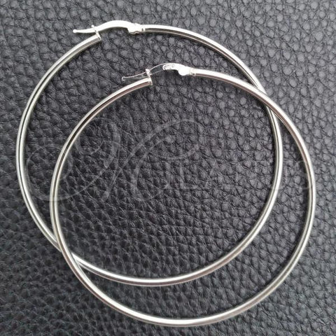 Sterling Silver Large Hoop, Hollow Design, Polished, Silver Finish, 02.389.0186.60