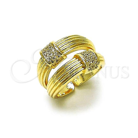 Oro Laminado Multi Stone Ring, Gold Filled Style with White Micro Pave, Polished, Golden Finish, 01.428.0005